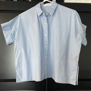 Everlane LIGHT BLUE poplin square short sleeved shirt size 0
